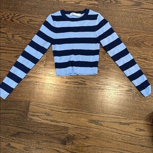 Zara Navy and Light Blue Sweater